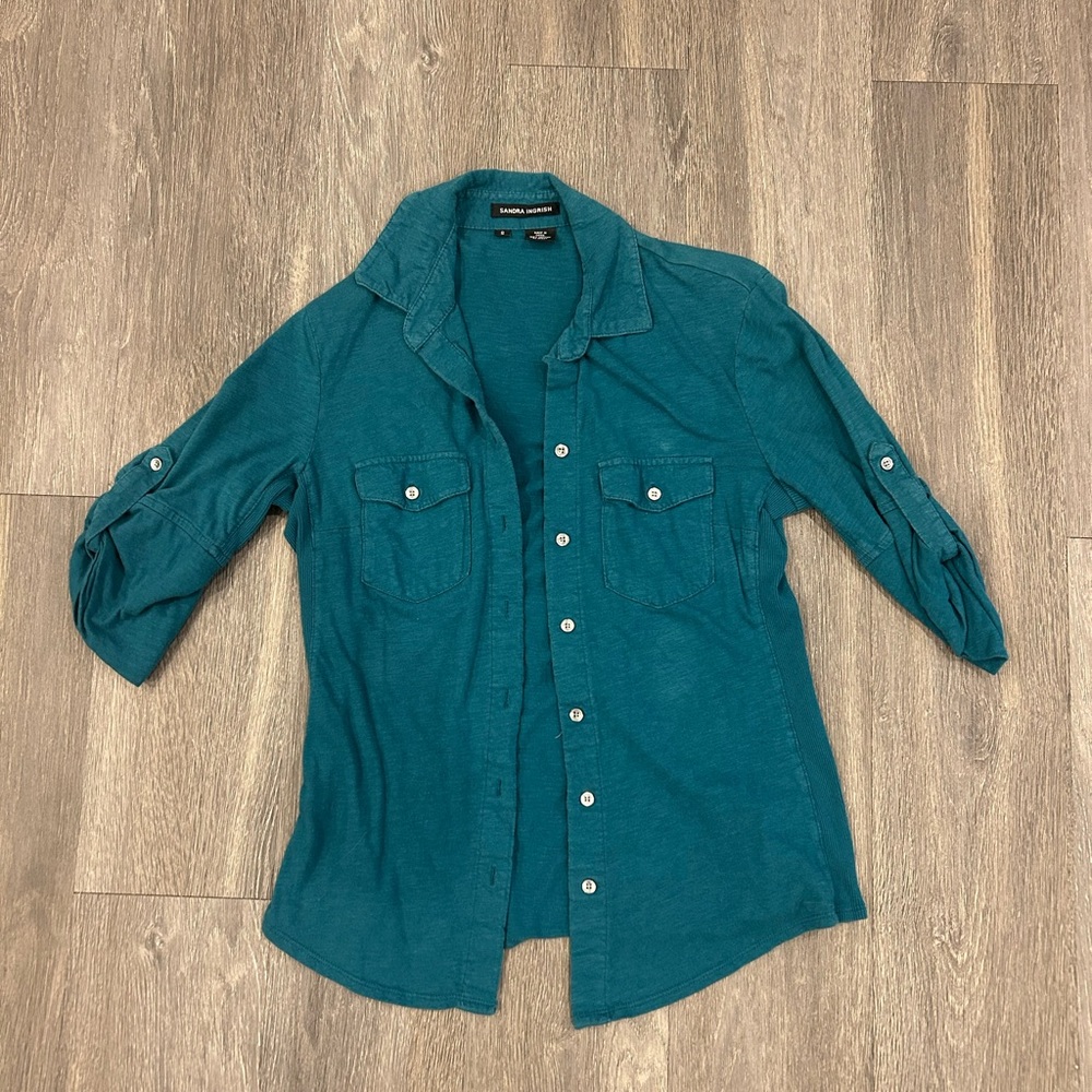 Sandra Ingrish Teal Collared Shirt